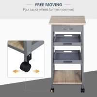 HOMCOM Kitchen Island Rolling Trolley Utility Serving Cart with Drawer  Grey(m-6)