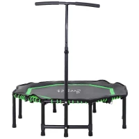 Soozier 48" Silent Mini Trampoline with Adjustable Handle Bar Fitness Trampoline Bungee Rebounder Jumping Cardio Trainer Workout for Adults or Teens Jump Exercise Equipment Green(m-11)