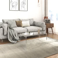 HOMCOM 0.6" Thick Acrylic Coffee Table, 32" Long Rectangle Waterfall Coffee Table, Clear(m-2)