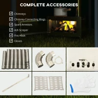 Outsunny Stainless Steel Wood Stove with Chimney and Carry Bag, Portable & Foldable, for Hot Tent, Camping, Cooking, Heating(m-7)