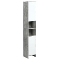 kleankin 71" Tall Bathroom Storage Cabinet, Narrow Bathroom Cabinets with 2 Doors and 6-tier Shelving, Grey(m-2)