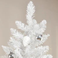 HOMCOM 7' Tall Unlit Pencil Fir Artificial Christmas Tree with Realistic Branches and Steel Base, Pink and White(m-8)