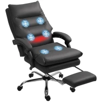 Vinsetto Microfibre Massage Office Chair, Heated Reclining Chair with Footrest, Double-tier Padding, Swivel Wheels, Black(m-11)