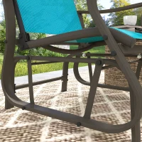Outsunny Outdoor Glider Chair Patio Glider Swing Chair with Mesh Seat, Steel Frame for Backyard, Garden, Porch, Blue(m-8)