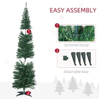 HOMCOM 7' Pre Lit Artificial Pencil Christmas Trees, Xmas Tree with Realistic Branches and Warm White LED Lights, Green(m-7)