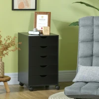 HOMCOM File Cabinet with 5 Drawer Wheels, 15.7" x 15.7" x 26.4", Black(m-8)
