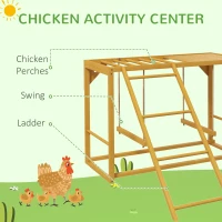 PawHut Wooden Chicken Activity Play w/ Swing Set, Chicken Coop Toy, Natural(m-4)