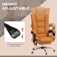 Vinsetto PU Leather Executive Massage Office Chair with 4 Vibration, Reclining w/ Adjustable Height, Swivel Wheels, Light Brown(m-5)