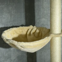 PawHut Floor to Ceiling Cat Tree, Cat Climbing Tower with Platforms, Bed, Hammock, Scratching Posts, Toy Balls, Beige(m-8)