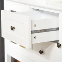 HOMCOM Coffee Bar Cabinet, Kitchen Cabinet with Adjustable Shelves, Glass Doors and 2 Drawers, Sideboard Buffet Cabinet for Living Room, White(m-9)
