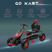Aosom Kids Pedal Go Kart Ride-on Toy with Ergonomic Comfort, Pedal Car with Tough, Wear-Resistant Tread, Go Cart Kids Car for Boys & Girls with Suspension System, Safety Hand Brake, Ages 5-12, Red(m-8)