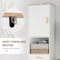 kleankin Bathroom Storage Cabinet with Cupboards and Drawer, Floor Free Standing Linen Tower, Tall Slim Side Organizer Shelves, White(m-6)