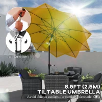 Outsunny 8.5FT Parasol with 10 Ribs, Air Vents, Crank Handle & Tilt for Outdoor, Garden and Pool, Yellow(m-4)