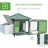 PawHut 77" Chicken Coop Hen House Rabbit Hutch Poultry Cage Pen Outdoor Backyard with Nesting Box Run Green(m-5)
