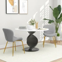 HOMCOM Dining Chairs Set of 2, Modern Accent Chair with Cushioned Backrest, Upholstery for Living Room, Grey(m-1)