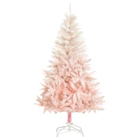 HOMCOM 7ft Unlit Spruce Artificial Christmas Tree with Realistic Branches and 1000 Tips, Pink(m-11)