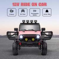 Qaba 12V Battery Powered Ride on Car, Ride on Truck w/ Remote, 4 Suspension Wheels, Music Horn Lights, Pink(m-4)