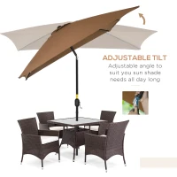 Outsunny 6.5x10ft Rectangle Aluminum Tilt Patio Umbrella, Garden Market Parasol, Outdoor Sunshade Canopy with Crank, Coffee(m-4)