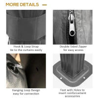 Outsunny 12' x 16' Hardtop Gazebo with Curtains and Netting, Permanent Pavilion Metal Double Roof Gazebo Canopy with Aluminum Frame and Hooks, for Garden, Patio, Backyard, Gray(m-7)