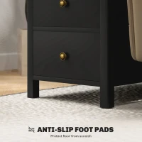 HOMCOM Side Table with Charging Station and USB Ports, Narrow End Table with Drawers, Shelf for Living Room, Black(m-7)