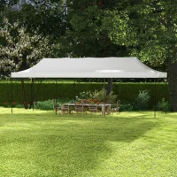 Outsunny 9.5' x 28' Pop Up Canopy Tent, Instant Tent for Parties, Height Adjustable, with Carry Bag and Sand Bags(m-10)