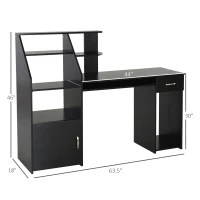 HOMCOM Computer Desk with Sliding Keyboard & Storage Shelves, Cabinet and Drawer, Home Office Gaming Table Workstation, Black Wood Grain(m-3)