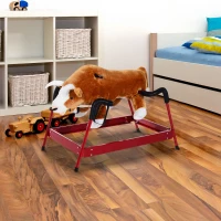 Qaba Kids Spring Rocking Horse Rodeo Bull Style with Realistic Sounds for Children over 3 Years Old(m-10)