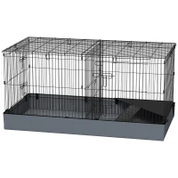 PawHut Guinea Pig Cage with Removable Top, 2 Separate Area, Waterproof Bottom Liner, Ramp, Perch, for Rabbits, Hedgehogs(m-2)