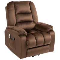 HOMCOM Lift Chair, Quick Assembly, Electric Riser and Recliner Chair with Vibration Massage, Heat, Side Pockets, Brown(m-1)