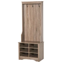 HOMCOM Hall Tree, Rustic Entryway Bench with Coat Rack, Mudroom Bench with Storage and Hooks for Hallway or Living Room, Brown(m-1)