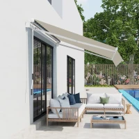 Outsunny 11' x 10' Retractable Awning Fabric Replacement Outdoor Sunshade Canopy Awning Cover, UV Protection, Cream White(m-8)