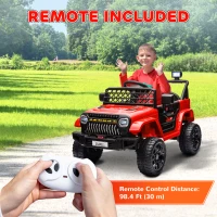 Qaba 12V Ride on Truck, Electric Car for Kids with Remote Control, Suspension, 3 Speeds, USB Music Headlights, Red(m-7)