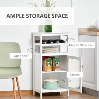 HOMCOM Wine Cabinet with 4 Bottle Wine Rack, Open Shelf, Acrylic Door Cabinet with Adjustable Shelf, White(m-4)