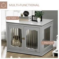 PawHut Dog Crate Furniture, Dog Kennel with Three Doors, Locks and Latches, Indoor Use, for Medium Dogs, Grey(m-5)