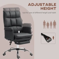 HOMCOM PU Leather Executive Office Chair, Ergonomic and Reclining Office Desk Chair with Footrest, Black(m-7)