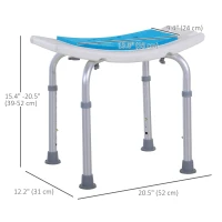 HOMCOM Height Adjustable Shower Chair, 20.5"W Aluminum Shower Stool for Inside Shower with Suction Cup Feet, EVA Padded Bath Seat for Senior, Elderly, Disabled(m-3)