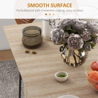 HOMCOM Extendable Dining Table, Collapsible Folding Table w/ 2-tier Shelves and Rolling Casters, Nature Wood(m-7)