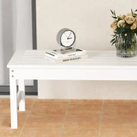 Outsunny 47" Outdoor Bench Seat, HDPE All-Weather Garden Bench, Backless Slatted Patio Bench for Yard, Porch, Park, White(m-8)