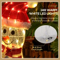 Outsunny 3-Piece Light Up Christmas Snowman Family Set of 3 Lighted Snowman Christmas Decoration for Indoor Outdoor White(m-5)
