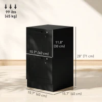 HOMCOM 2 Drawer Filing Cabinet with Lock, Office Storage Cabinet with Adjustable Hanging Bars for A4 Letter Size Files, Black(m-3)