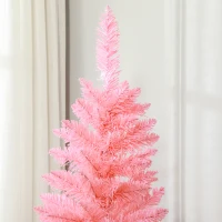 HOMCOM 6ft Tall Pencil Artificial Christmas Tree with 479 Branch Tips with Steel Base, Pink(m-10)