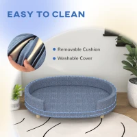 PawHut Dog Couch for Large Dogs with Removable Top, Washable Cover, Blue(m-5)