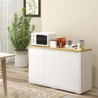 HOMCOM Sideboard Cabinet, Buffet Table with 3 Doors and Adjustable Shelves for Living Room, Entryway, White(m-1)