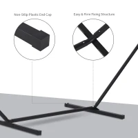 Outsunny 11.8'L Hammock Stand Extra Long Heavy Duty Straight Pole Day Bed Swing Metal Frame Simple Set Up Garden Outdoor Camping Picnic Use Black(m-6)