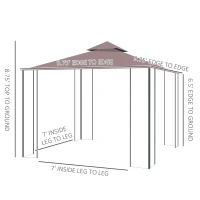 Outsunny 10' x 10' Outdoor Gazebo, Double Roof Outdoor Gazebo Canopy Shelter with Mesh Netting, Steel Corner Frame for Patio, Backyards and Parties, Coffee(m-3)