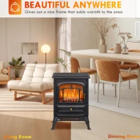 HOMCOM Fireplace Stove, Electric Fireplace Heater with Realistic LED Flames and Logs, 725W/1450W, Black(m-8)