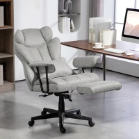 HOMCOM 396lbs. Big and Tall Office Chair, Executive Office Chair with Footrest, Lumbar Support, and Reclining Function, Gray(m-2)