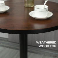 HOMCOM Round Bar Table 41 Inch Height, Industrial High Bistro Table with Metal Base and Elm Wood Top, Bar Height Table for Kitchen, Pub, Breakfast Area(m-5)