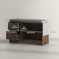HOMCOM Upholstered Shoe Storage Bench w/ Seat, Entrance Bench w/ Drawer Open Shelves and Pocket for Hallway, Rustic Brown(m-3)