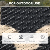 Outsunny Reversible Outdoor Rug, 9' x 18' Waterproof Plastic Straw Floor Mat, Portable RV Camping Carpet, Large Floor Mat for Deck, Backyard, Picnic, Beach, Black & Beige(m-5)